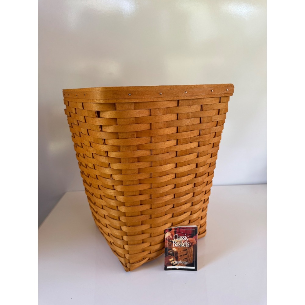 Longaberger Classic Medium Waste Basket 11703 Wood Woven with Protector 2000